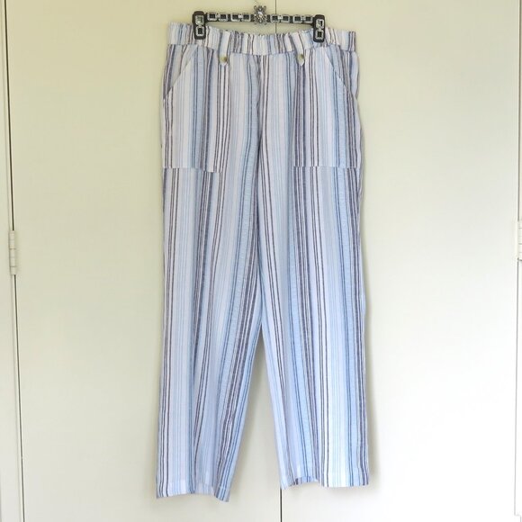 Summer Wide Leg Palazzo Striped Pants Blue White and Charcoal Gray…..625 - Picture 1 of 9